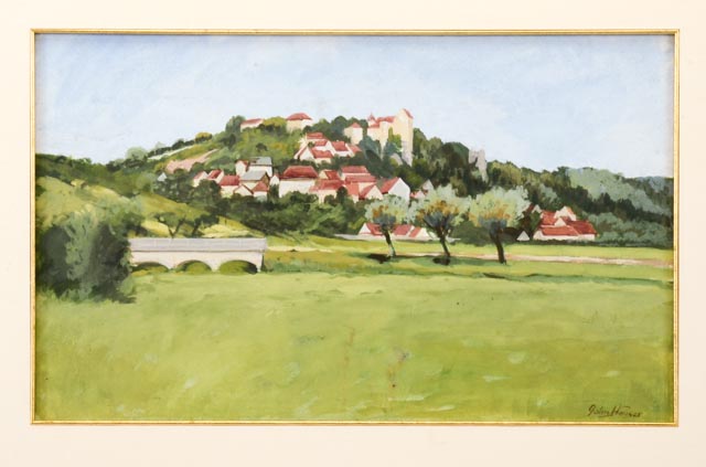 "Hillside with Buildings #1" by John Hauser Original Watercolor
