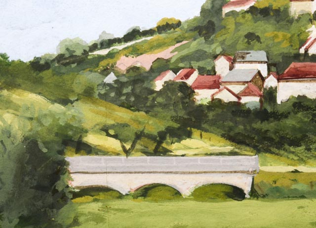 "Hillside with Buildings #1" by John Hauser Original Watercolor