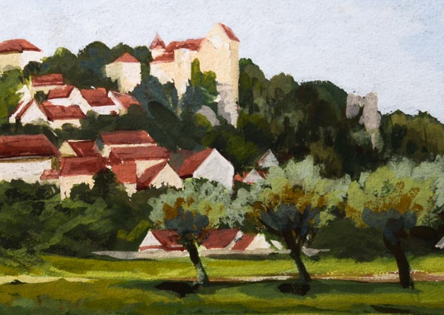 "Hillside with Buildings #1" by John Hauser Original Watercolor