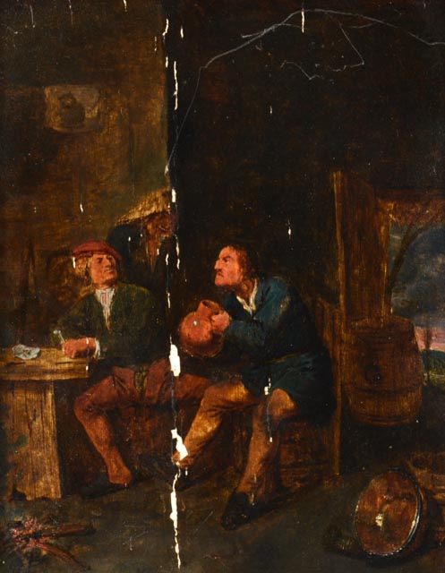 Early 18th Century Tavern Scene on Panel