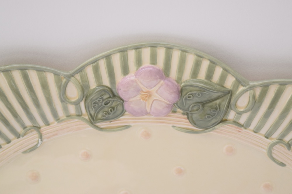 Demdaco 2001 Bunny Design Platter, Cookie Jar and Serving Bowl