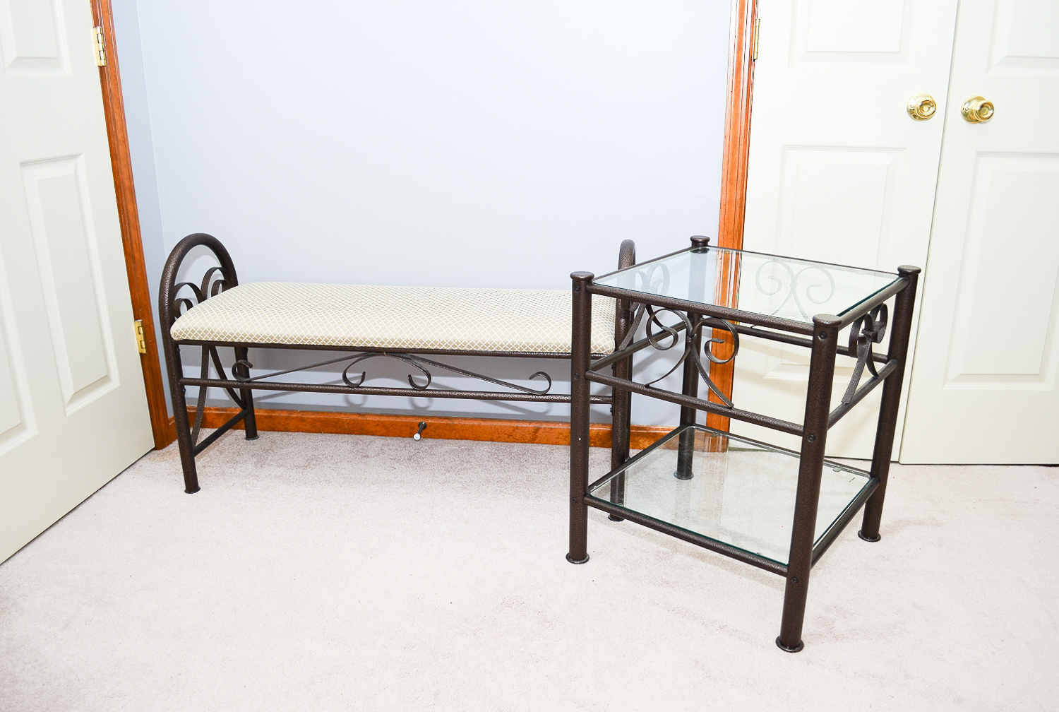 Metal Bench and Matching End Table