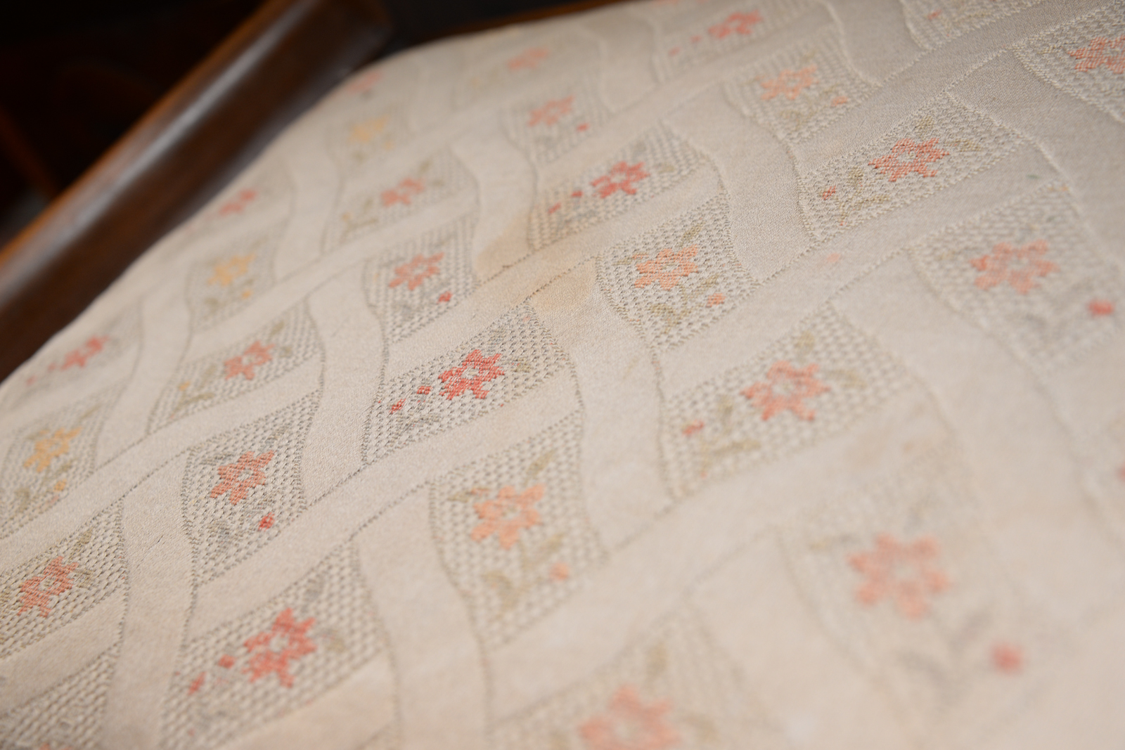 Vintage Burl Walnut Vanity with Mirror and Stool