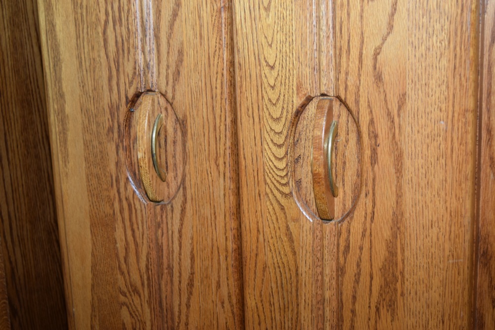 Pair of Tall Oak Storage Cabinets