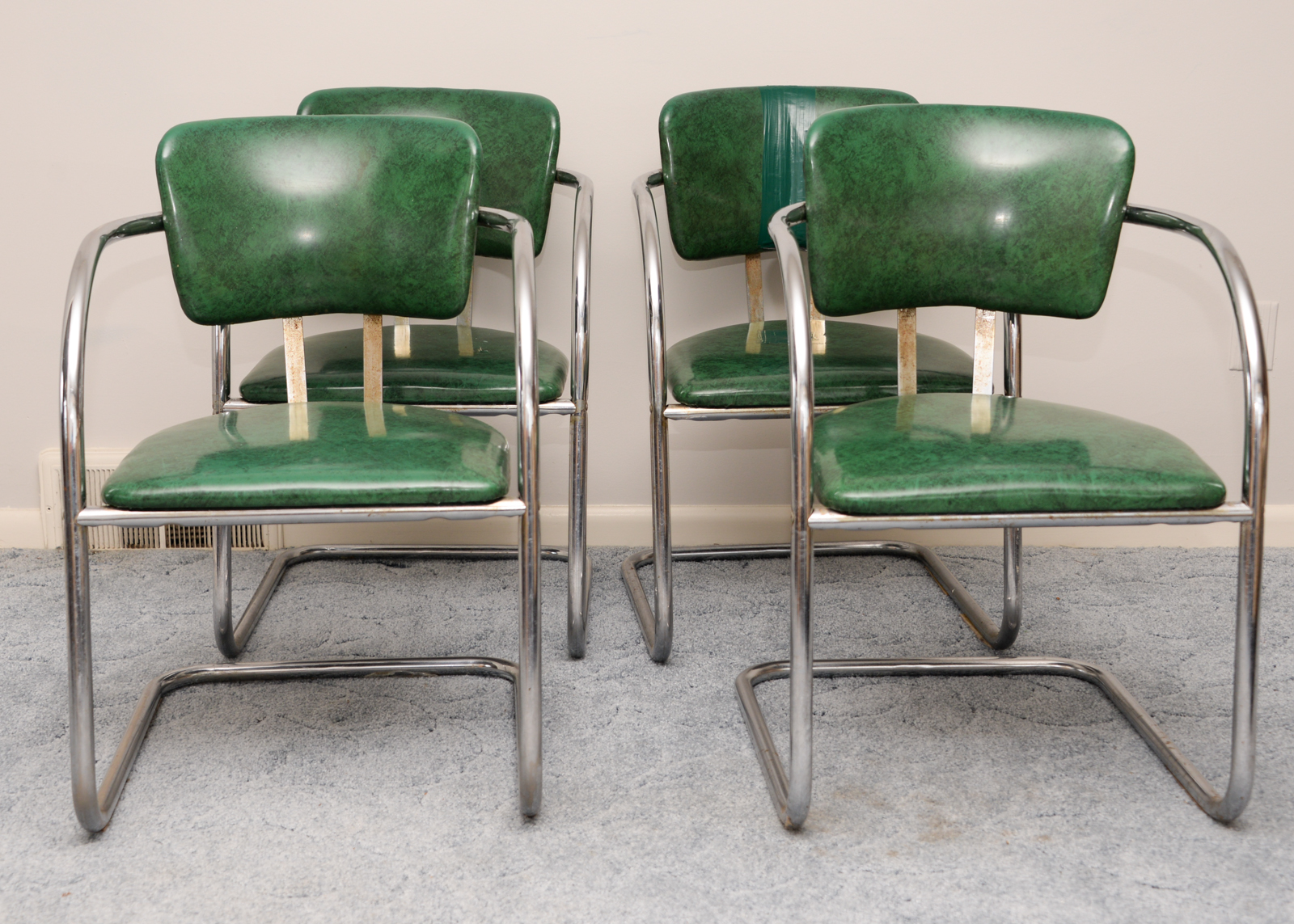 Four Art Deco Style Chrome Chairs