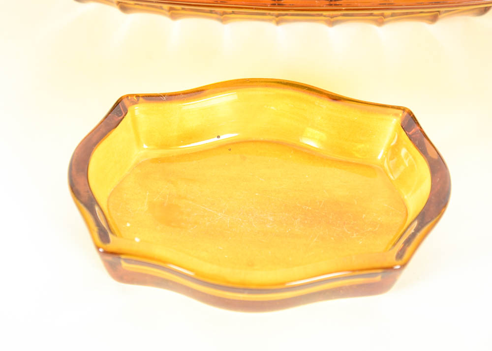 Pair of Amber Glass Dishes