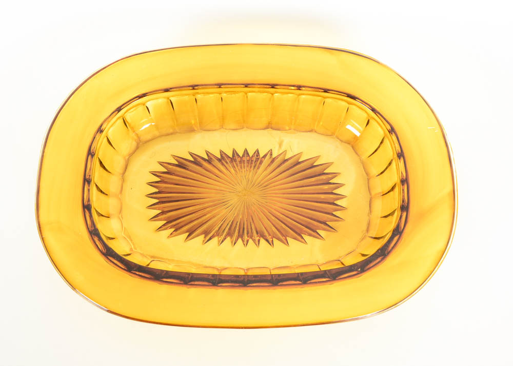 Pair of Amber Glass Dishes