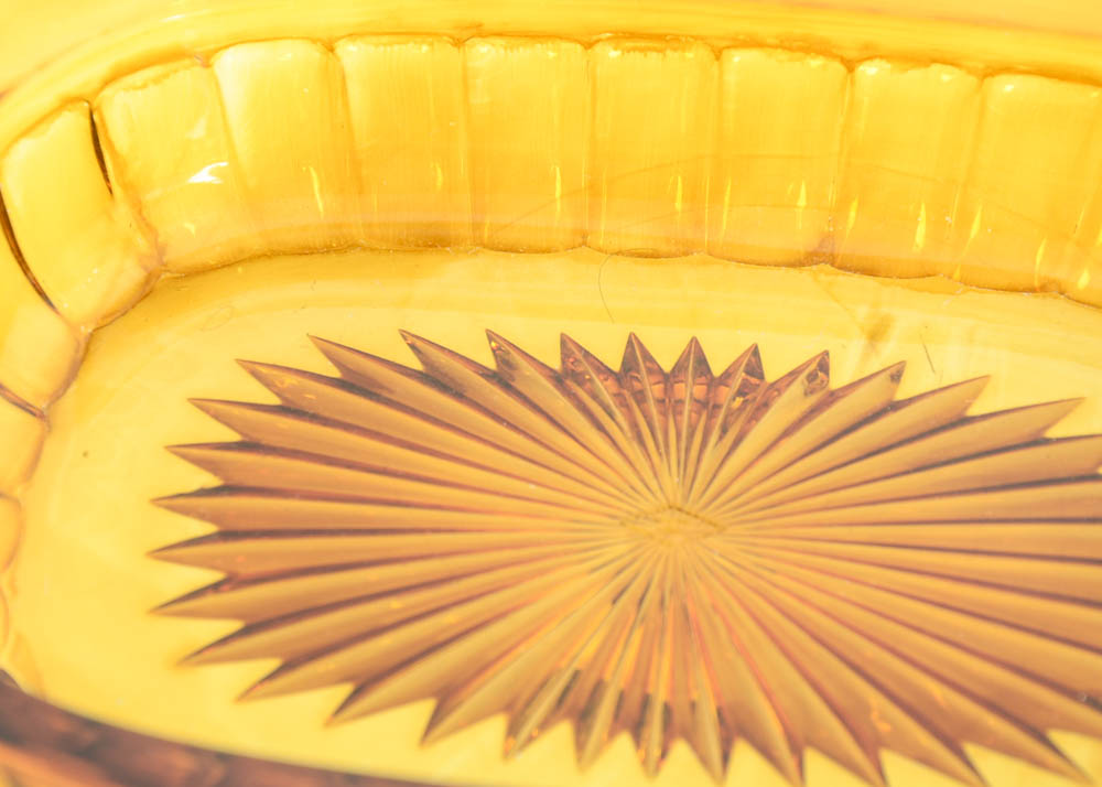 Pair of Amber Glass Dishes