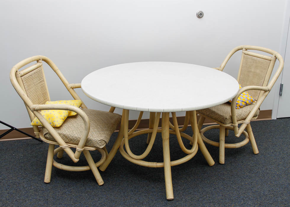 Vintage Rattan Table and Chair Set