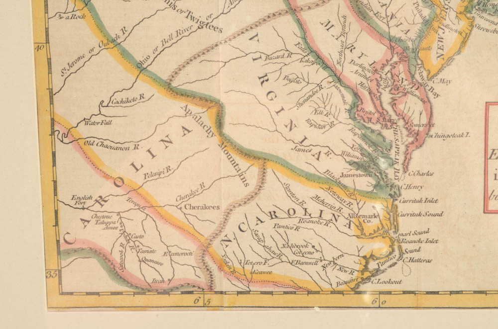 1754 Map of Colonial America