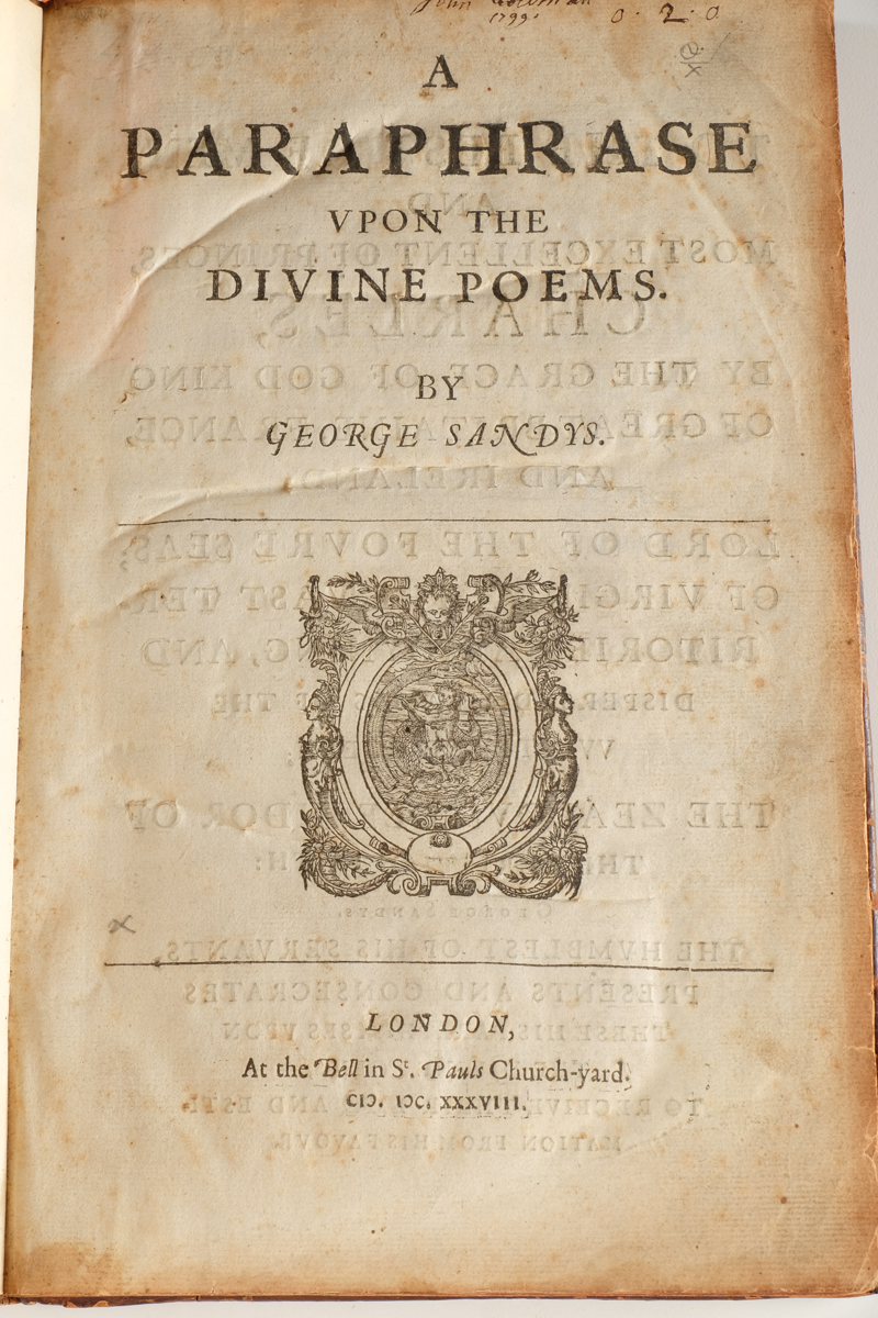 Rare 1638 "Paraphrase on the Divine Poems" by George Sandys