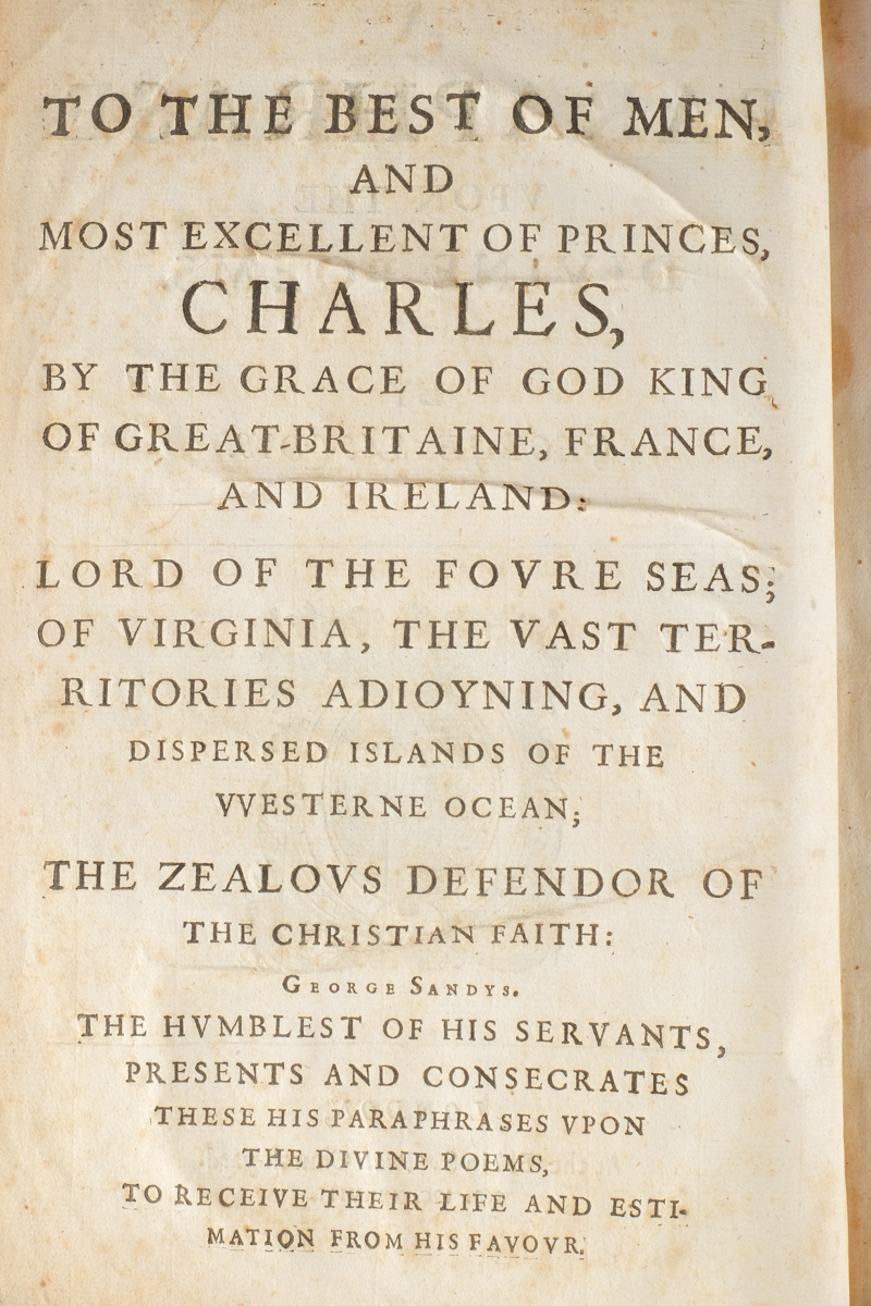 Rare 1638 "Paraphrase on the Divine Poems" by George Sandys