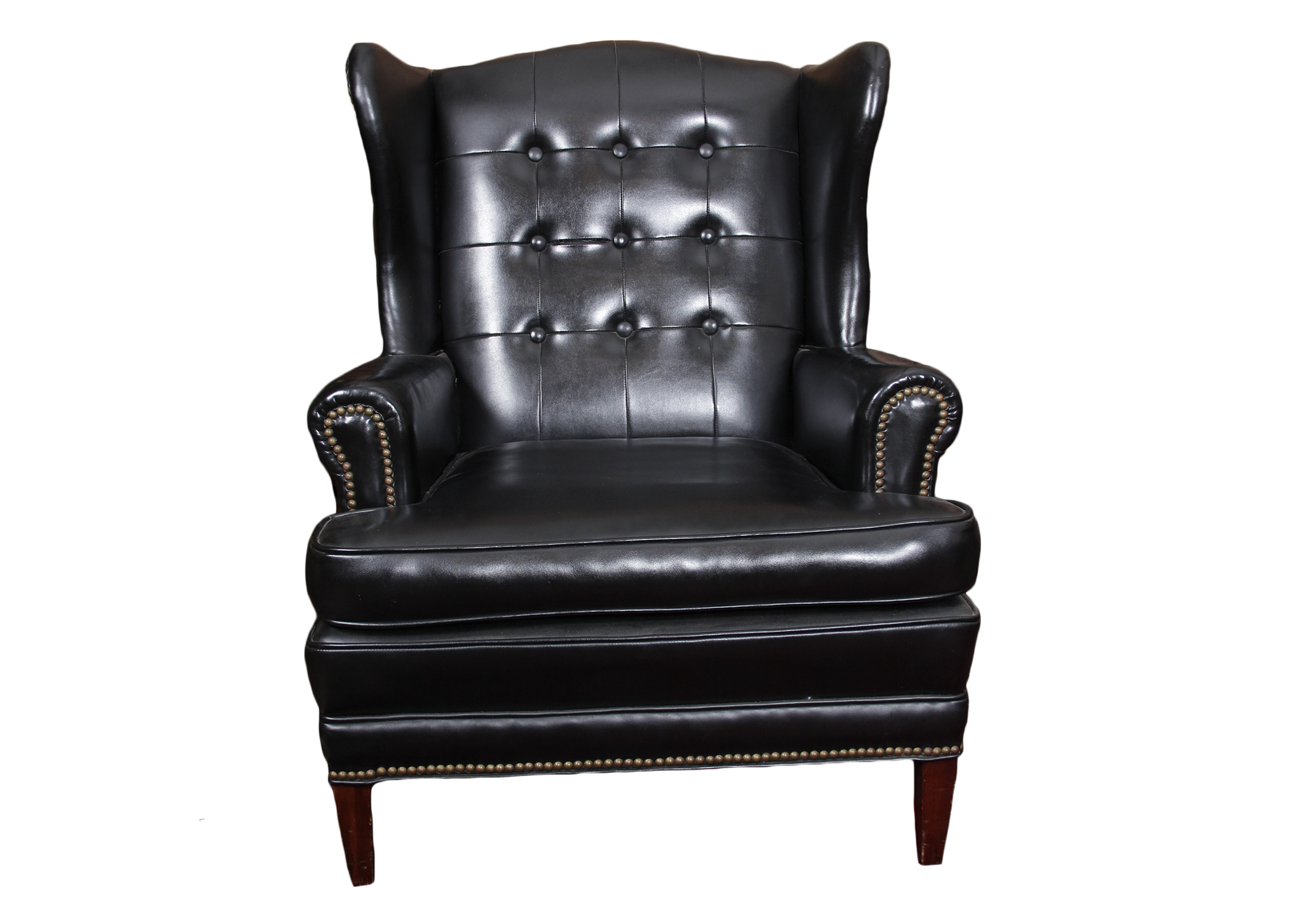 Black Vinyl Wingback Chair