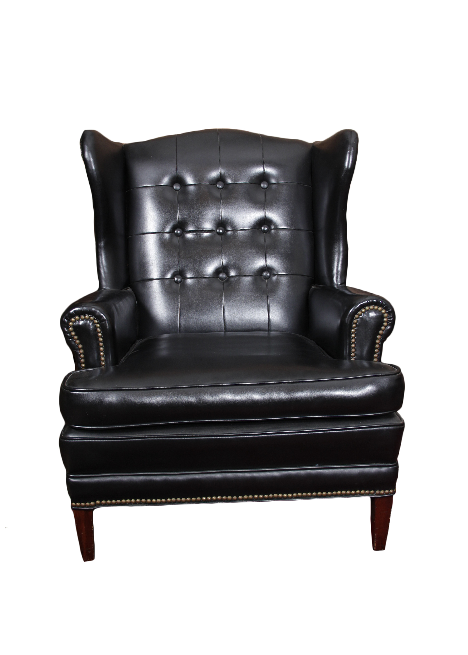 Black Vinyl Wingback Chair