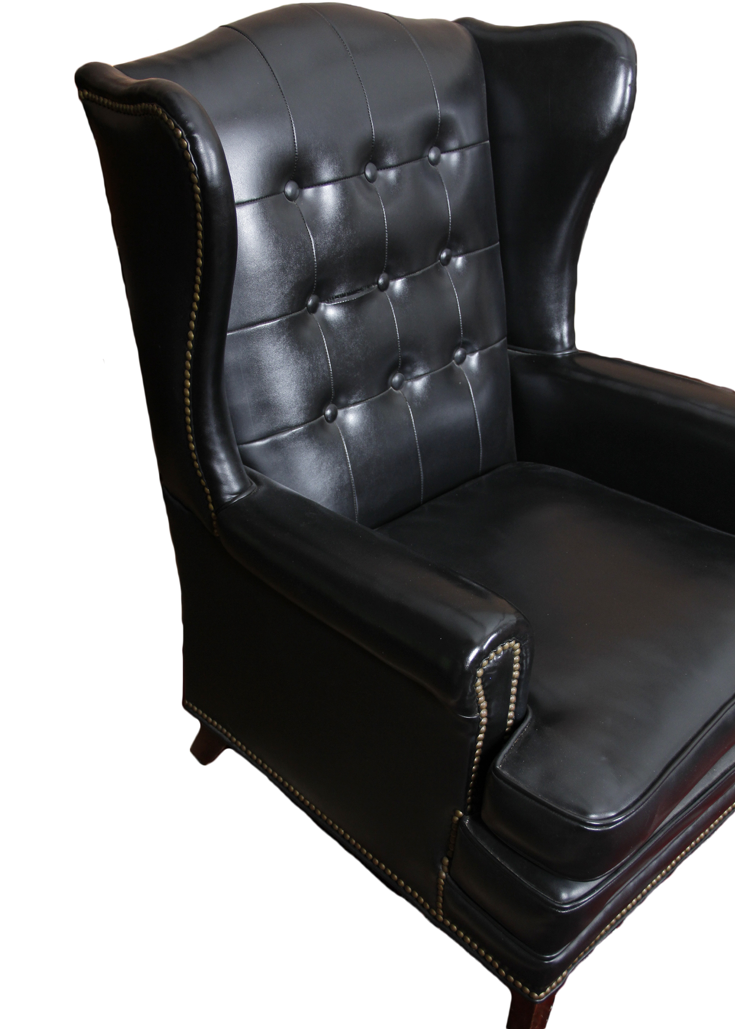 Black Vinyl Wingback Chair