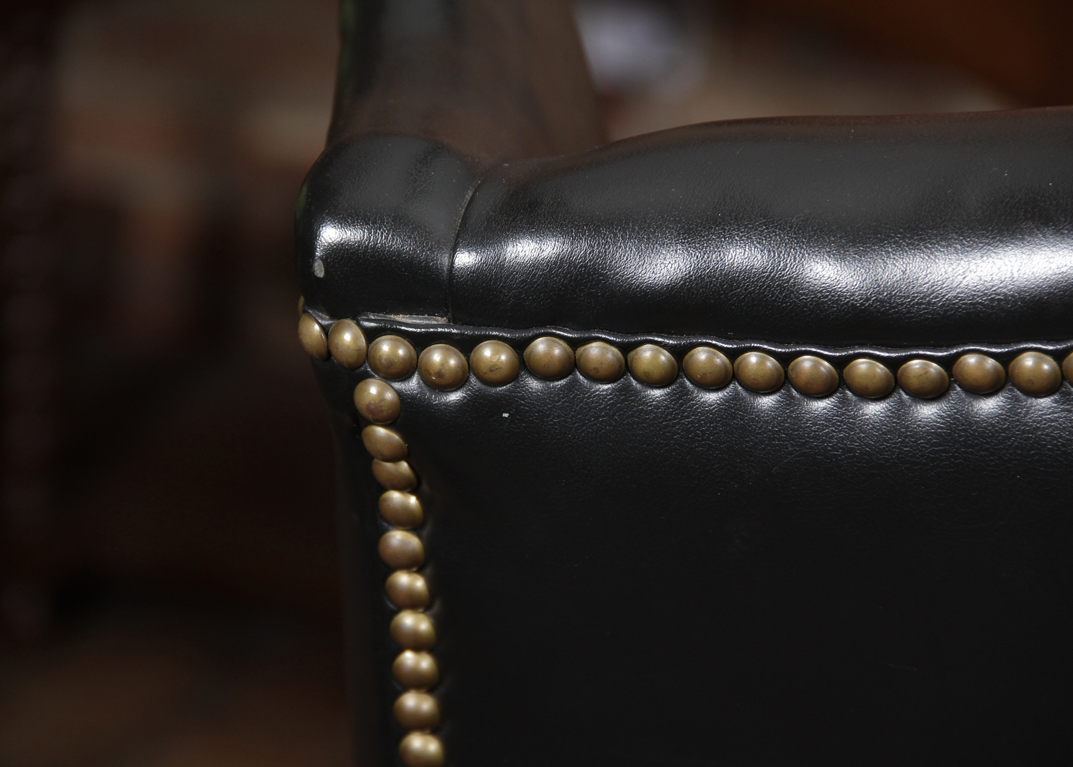Black Vinyl Wingback Chair