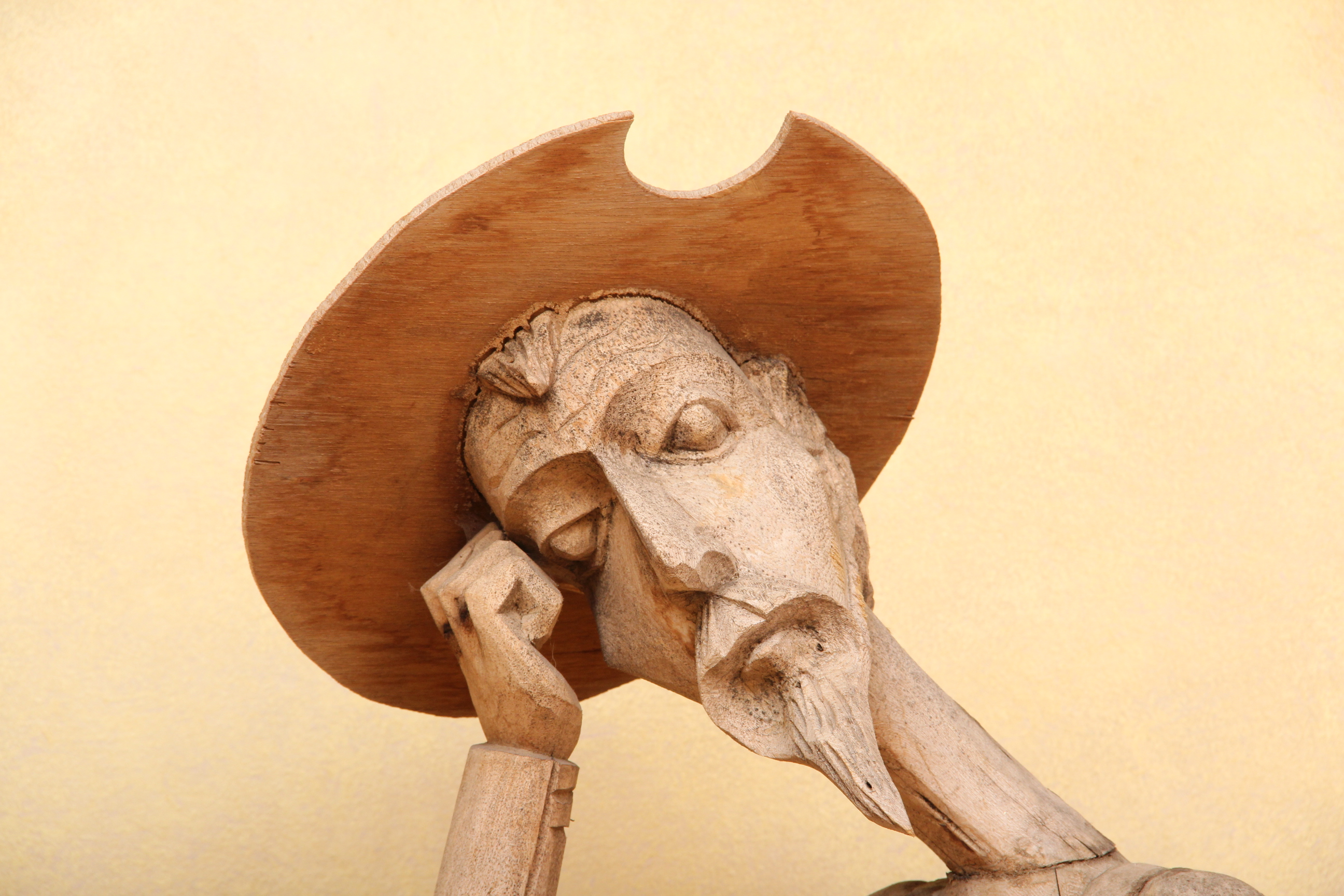Hand-Carved Don Quixote Wood Sculpture
