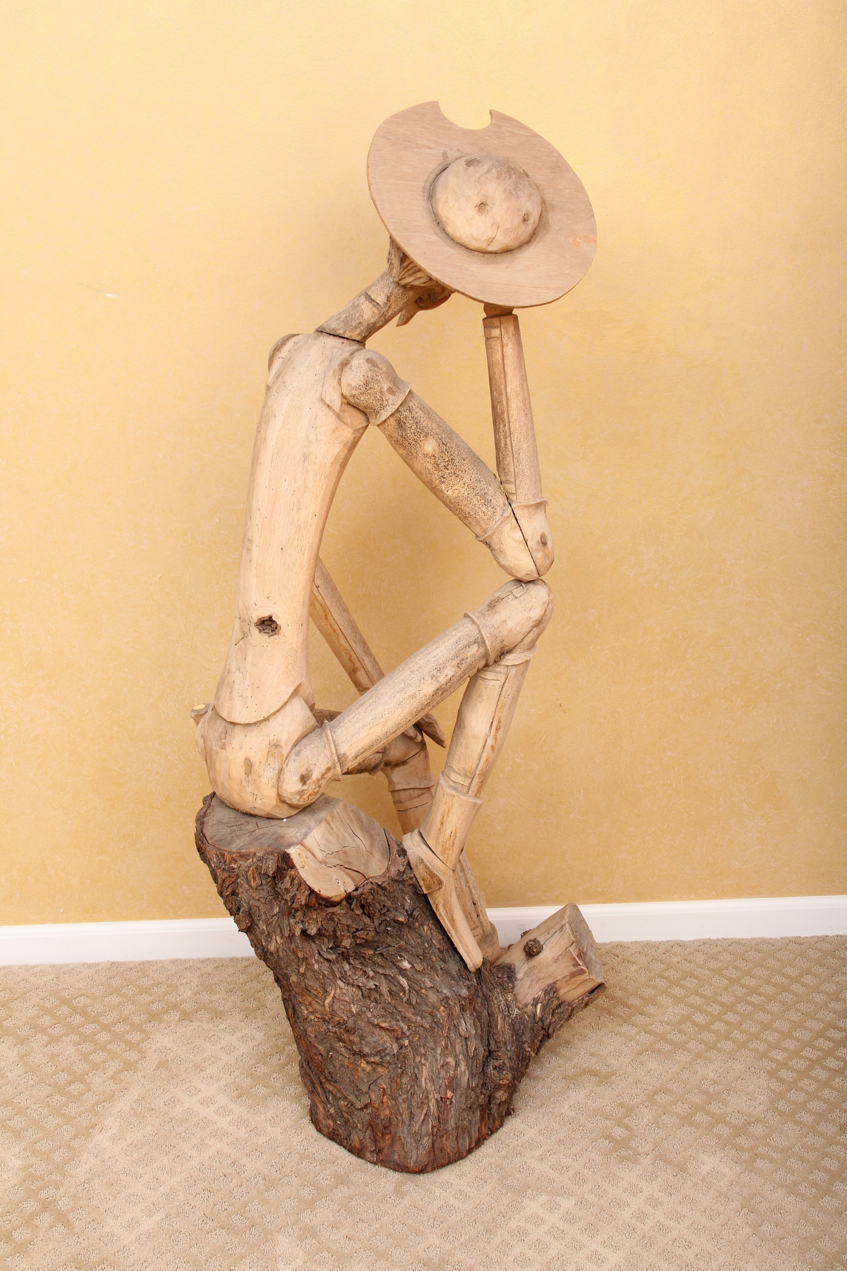 Hand-Carved Don Quixote Wood Sculpture