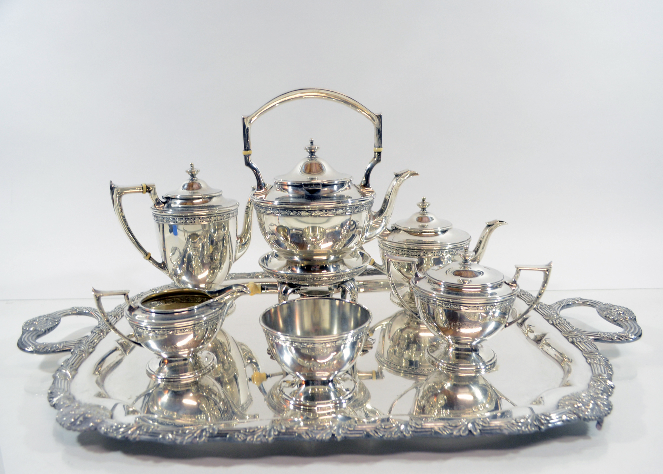 William B. Durgin Co. Ivory and Sterling Silver Tea Service