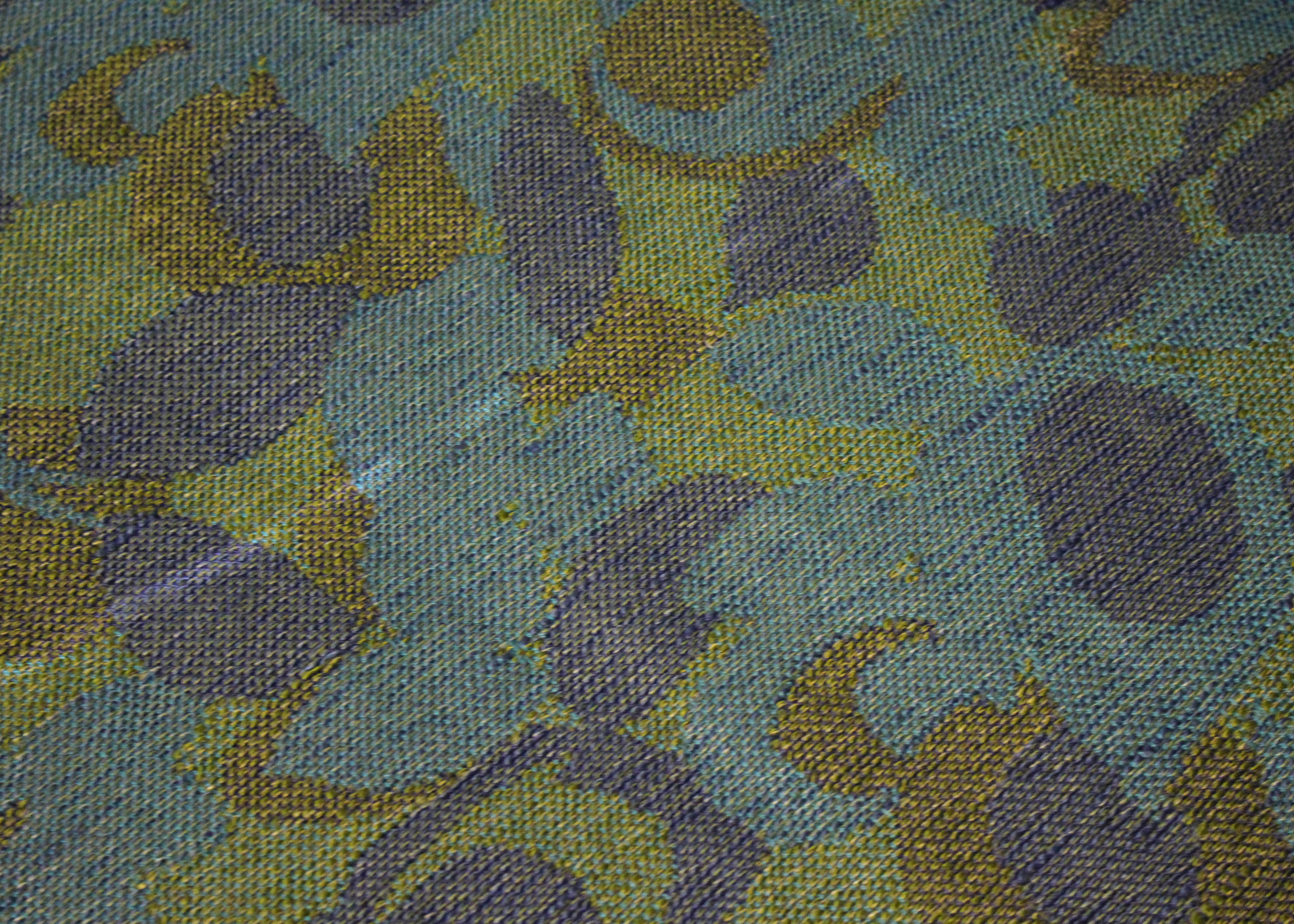 1970s Milo Baughman Blue and Green Sofa