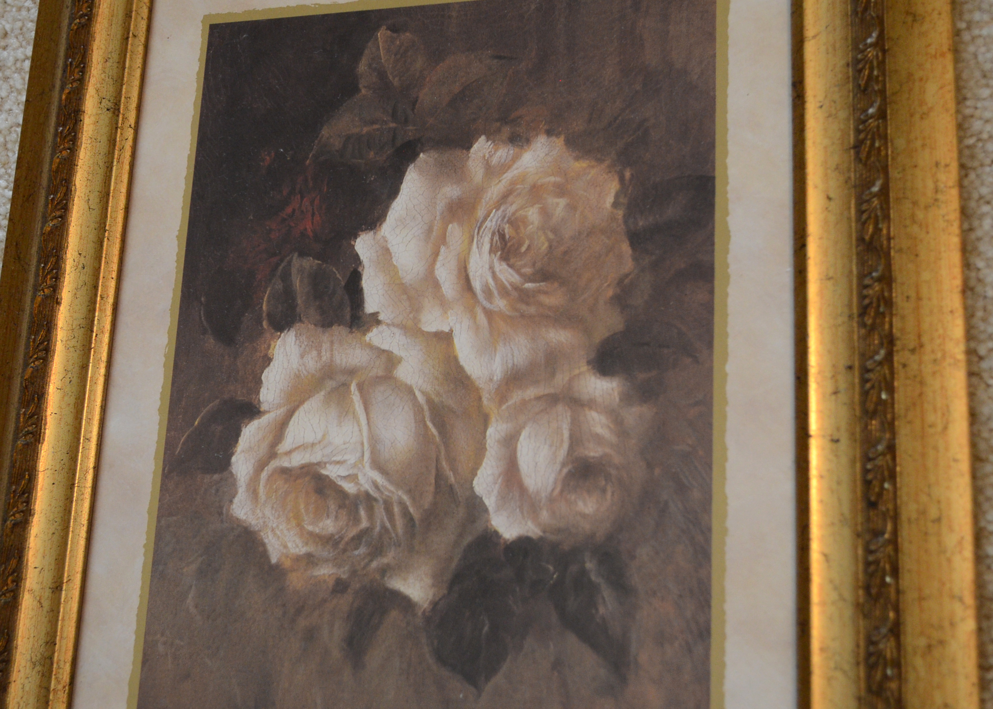 Contemporary Offset Lithograph Depicting White Roses