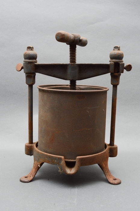 Antique Cast Iron Lard Press, Melting Pot and Kettle