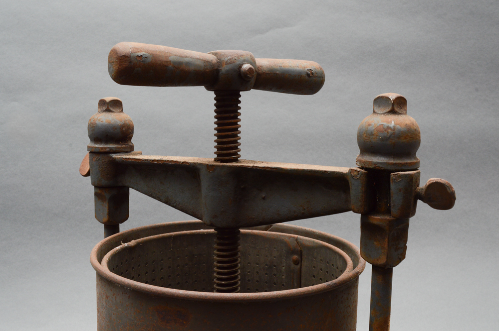Antique Cast Iron Lard Press, Melting Pot and Kettle