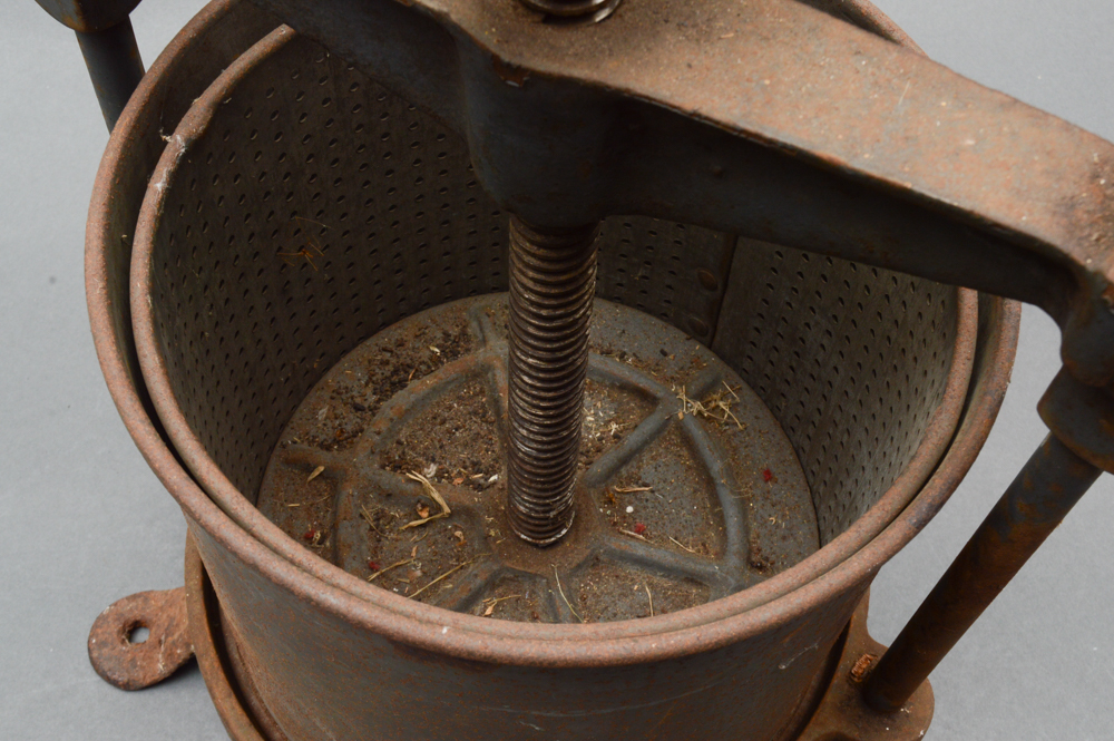 Antique Cast Iron Lard Press, Melting Pot and Kettle