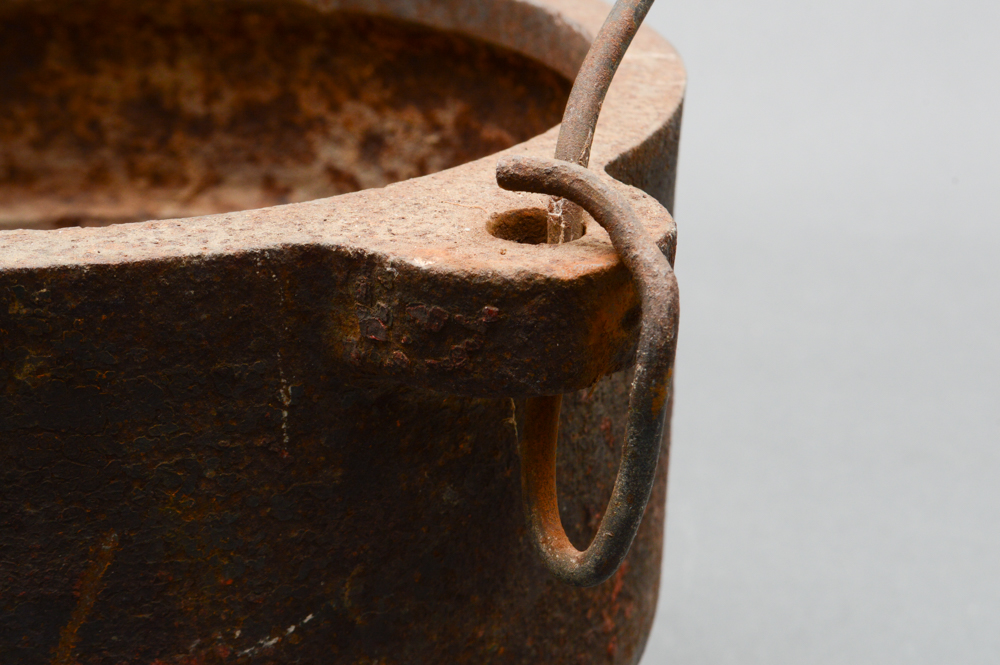 Antique Cast Iron Lard Press, Melting Pot and Kettle