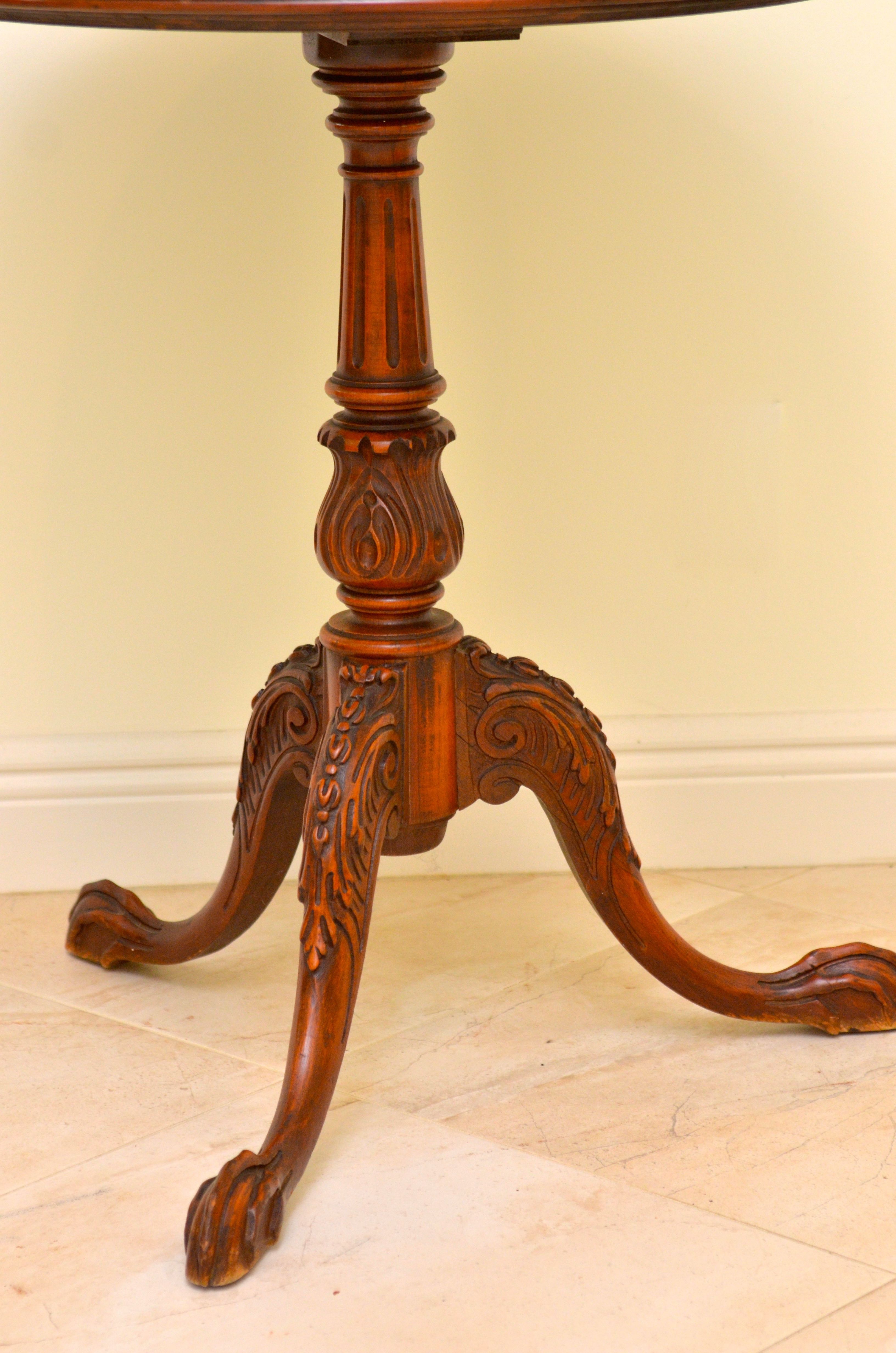 Vintage Mahogany Three Leg Round Pedestal Table