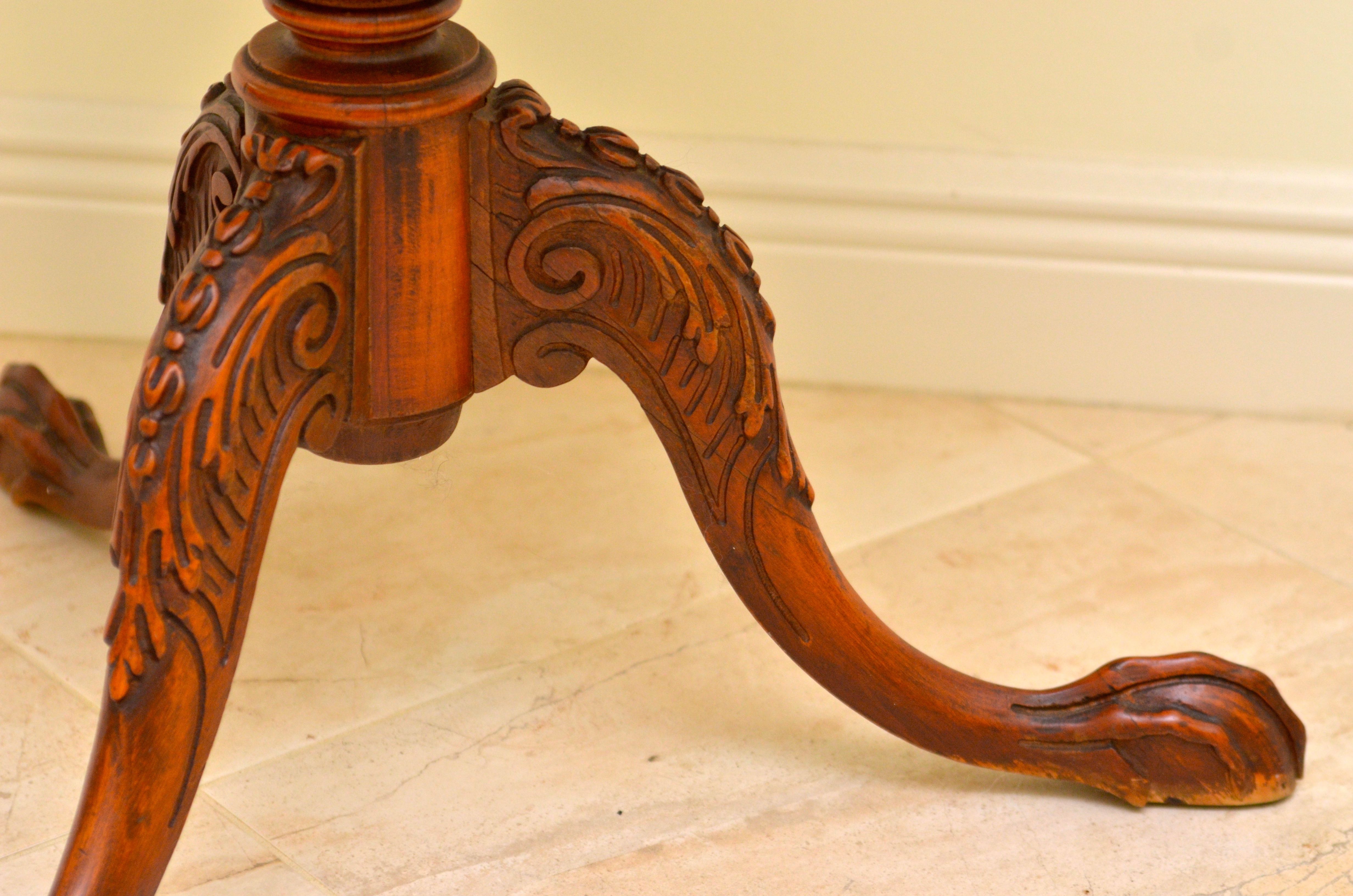 Vintage Mahogany Three Leg Round Pedestal Table