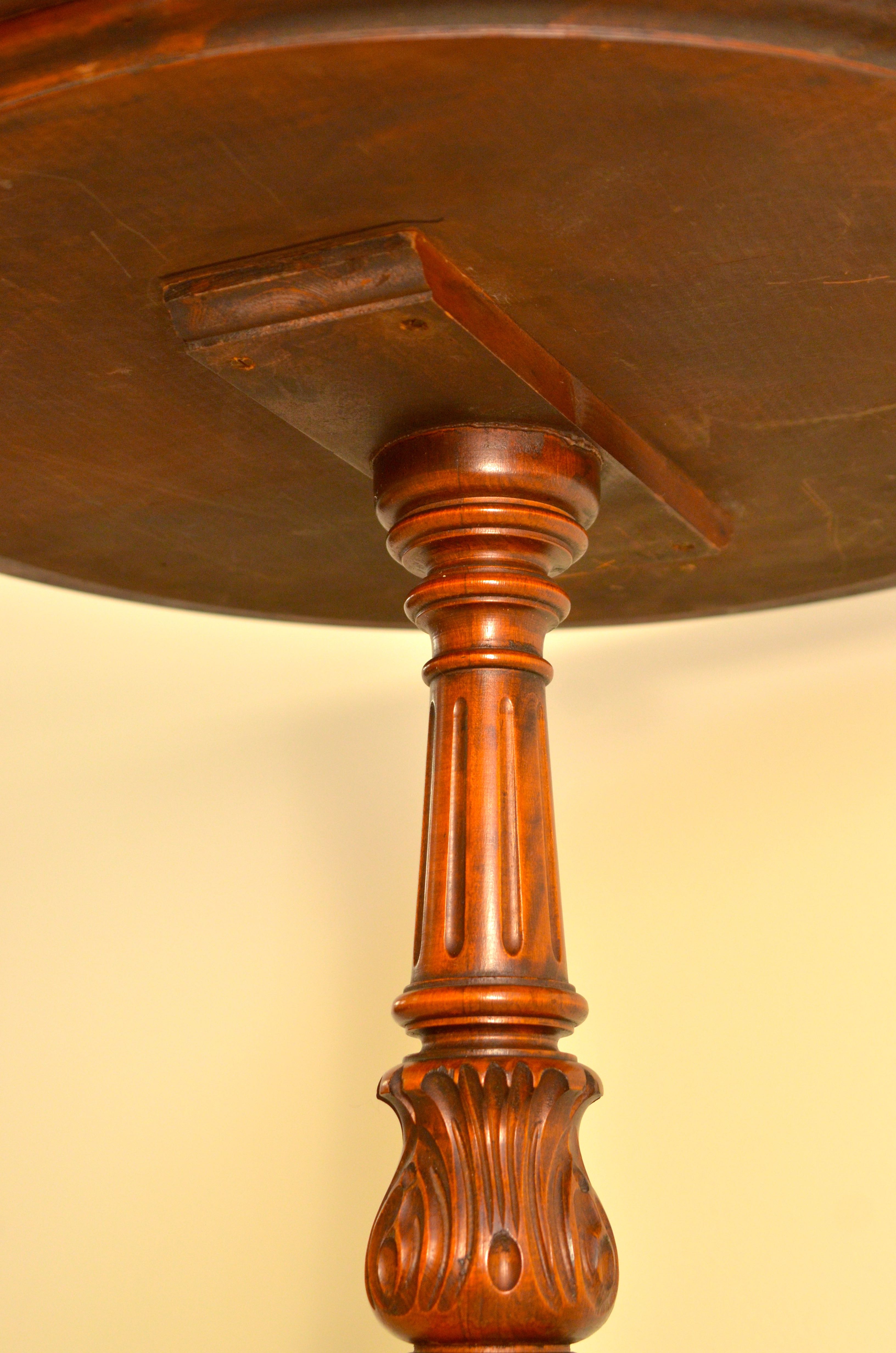 Vintage Mahogany Three Leg Round Pedestal Table