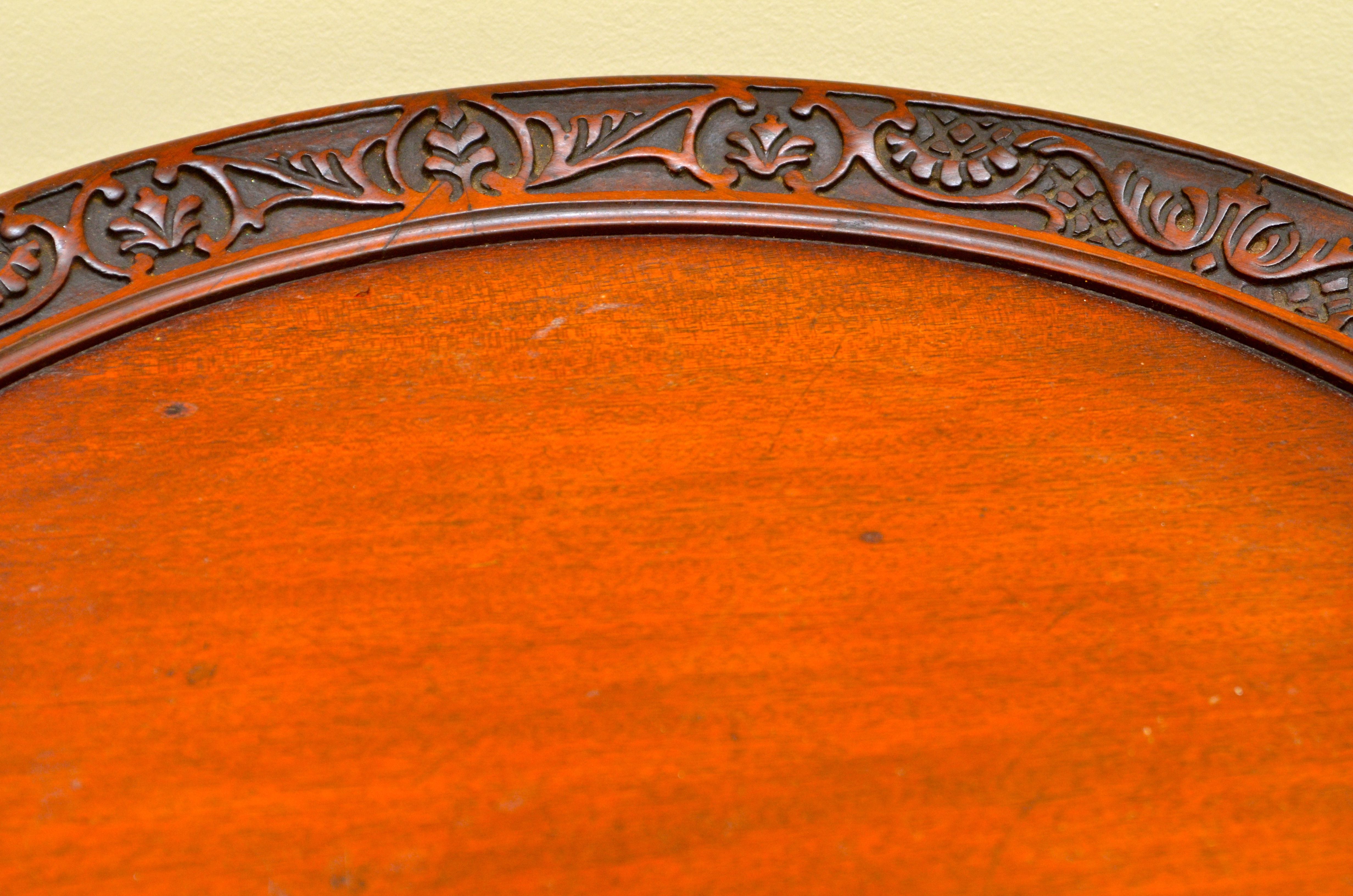 Vintage Mahogany Three Leg Round Pedestal Table