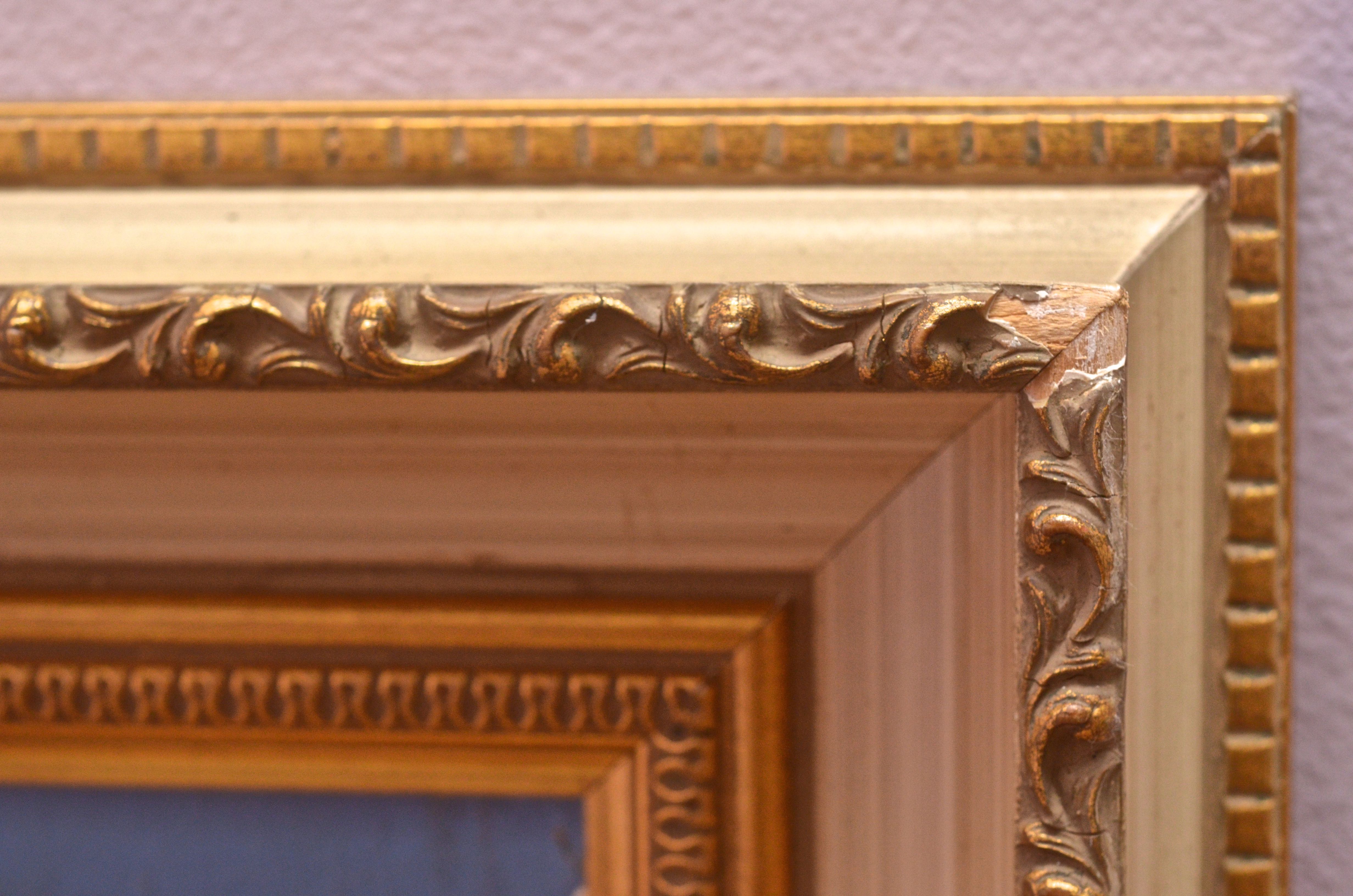 Luigi Sandini Signed Oil Painting of a Village by the Sea