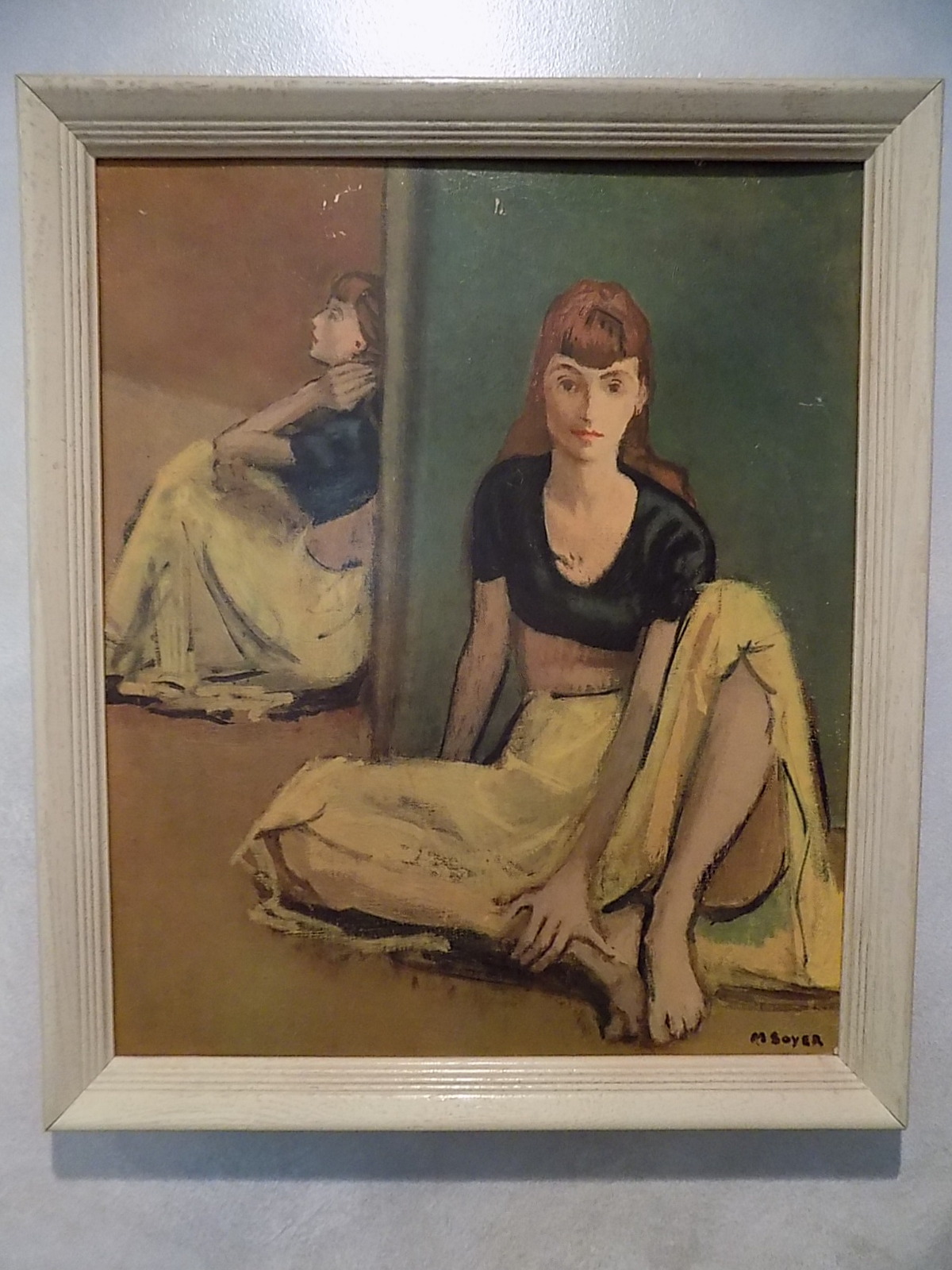 Vintage Framed Dancers at Rest Lithograph by M. Soyer