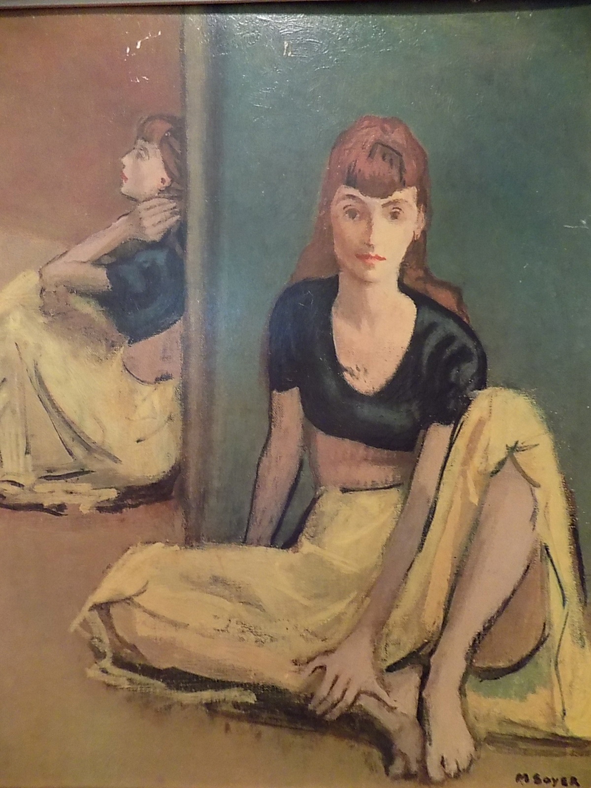 Vintage Framed Dancers at Rest Lithograph by M. Soyer