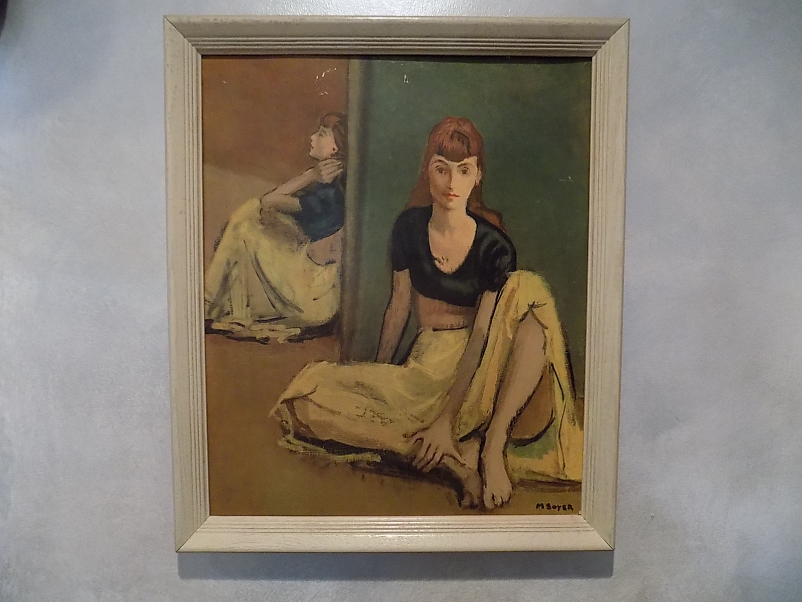 Vintage Framed Dancers at Rest Lithograph by M. Soyer