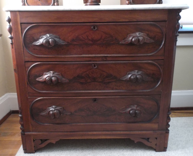 Victorian Walnut Swivel Mirror Dresser