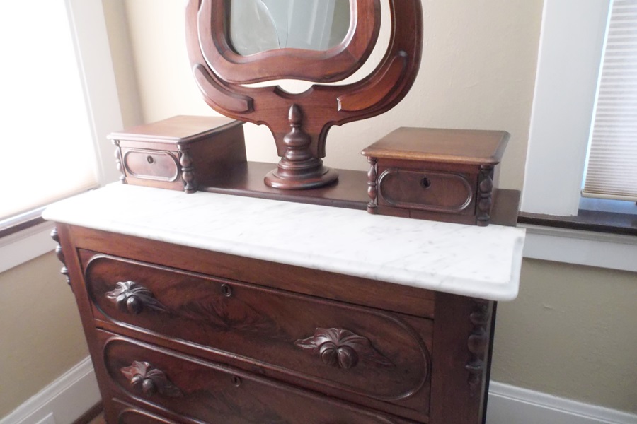Victorian Walnut Swivel Mirror Dresser