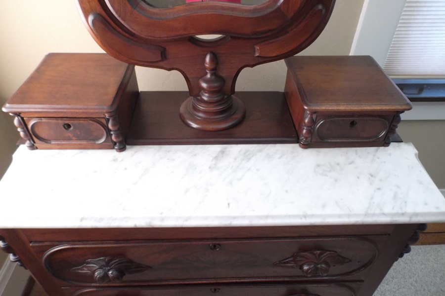 Victorian Walnut Swivel Mirror Dresser
