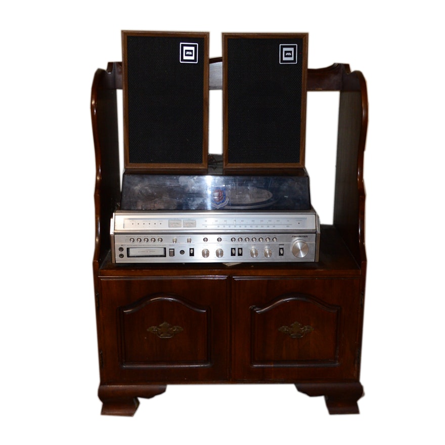 Sound Design Vinyl Player and Cherry Storage Cabinet