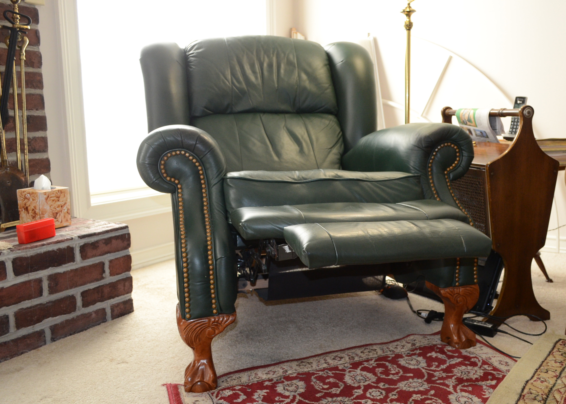 Lazy-Boy Contemporary Green Leather Recliner