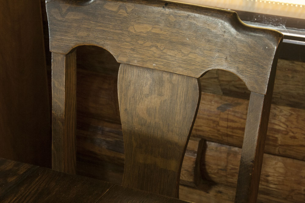 Oak Pedestal Table and Dining Chairs