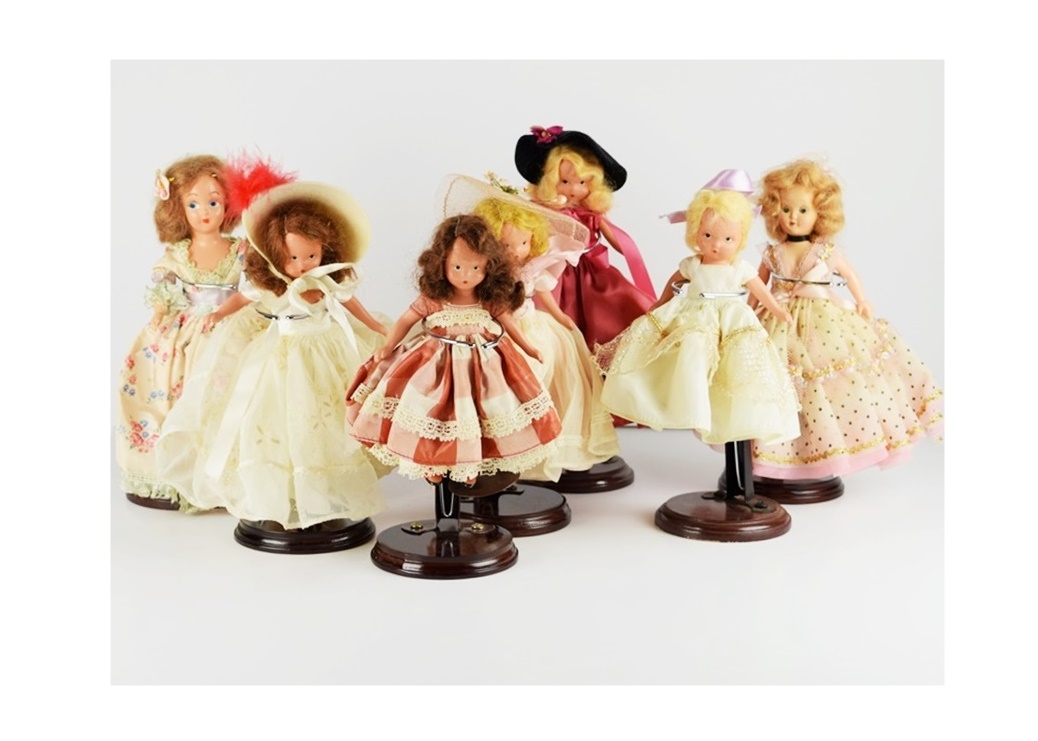 Five Circa 1950s Nancy Ann "Frozen Leg" Storybook Dolls
