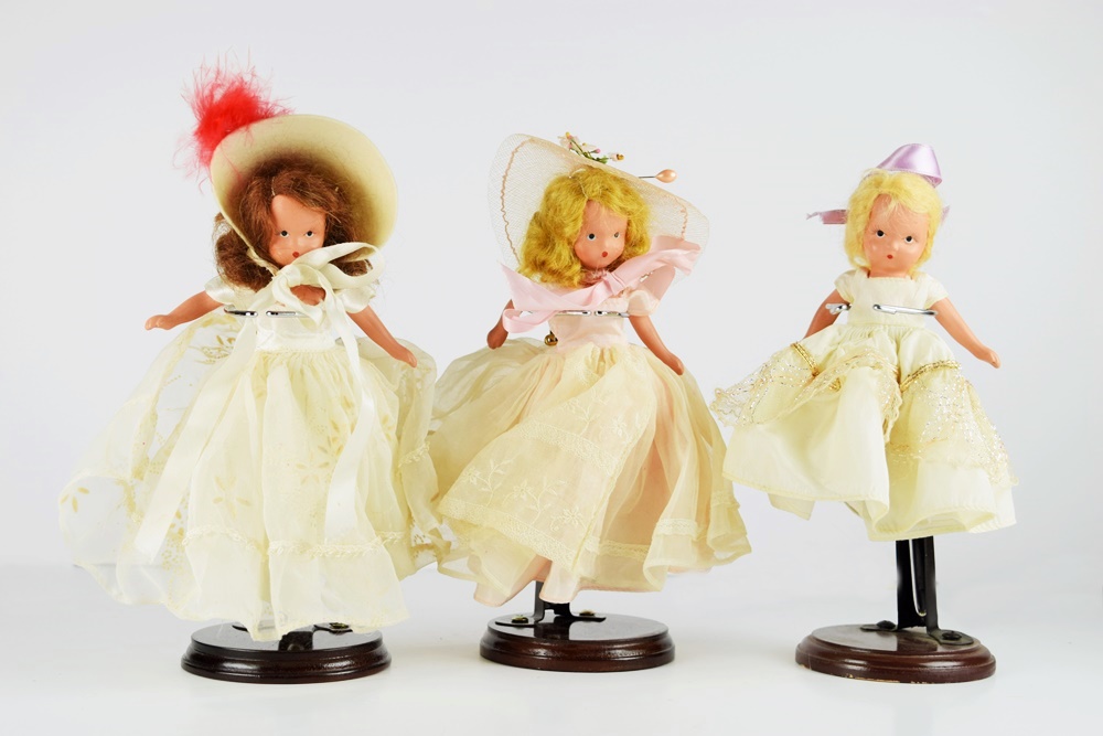 Five Circa 1950s Nancy Ann "Frozen Leg" Storybook Dolls