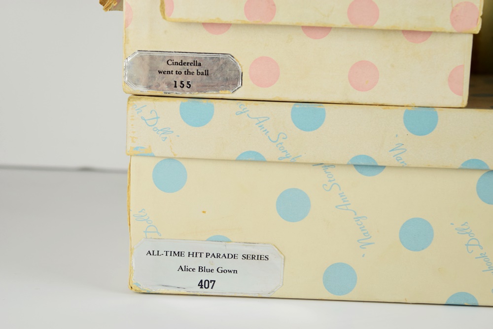 Five Circa 1950s Nancy Ann "Frozen Leg" Storybook Dolls