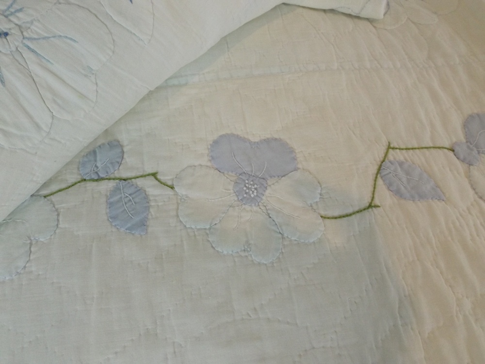 Pair of Vintage Handmade Floral Applique Quilts