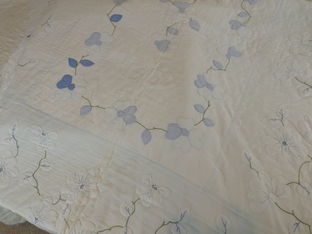 Pair of Vintage Handmade Floral Applique Quilts