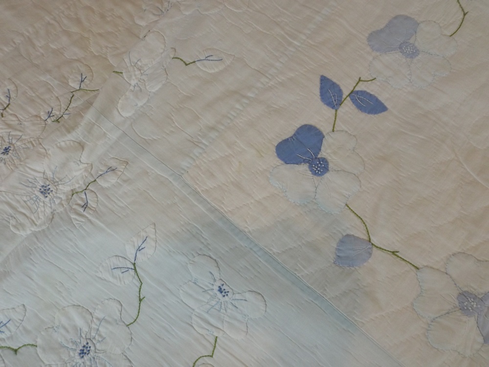 Pair of Vintage Handmade Floral Applique Quilts