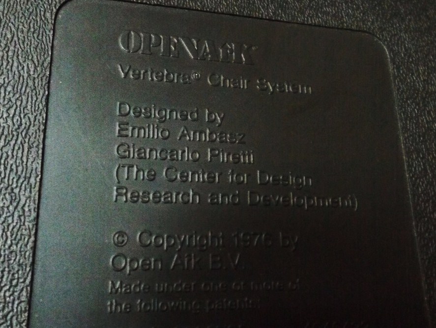 Mid Century Openark Vertebra Chair Designed by Ambasz and Pirelli